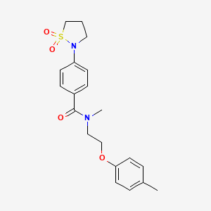molecular formula C20H24N2O4S B7466036 4-(1,1-dioxo-1,2-thiazolidin-2-yl)-N-methyl-N-[2-(4-methylphenoxy)ethyl]benzamide 