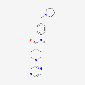 molecular formula C21H27N5O B7466109 1-pyrazin-2-yl-N-[4-(pyrrolidin-1-ylmethyl)phenyl]piperidine-4-carboxamide 