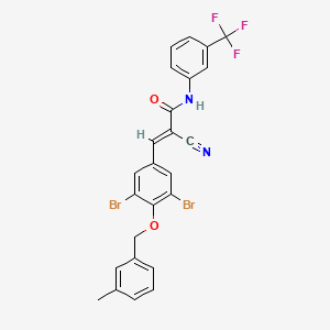 (E)-2-cyano-3-[3,5-dibromo-4-[(3-methylphenyl)methoxy]phenyl]-N-[3-(trifluoromethyl)phenyl]prop-2-enamide
