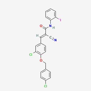 molecular formula C23H15Cl2IN2O2 B7466189 (E)-3-[3-chloro-4-[(4-chlorophenyl)methoxy]phenyl]-2-cyano-N-(2-iodophenyl)prop-2-enamide 
