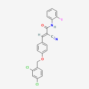 molecular formula C23H15Cl2IN2O2 B7466192 (E)-2-cyano-3-[4-[(2,4-dichlorophenyl)methoxy]phenyl]-N-(2-iodophenyl)prop-2-enamide 