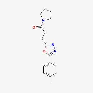 molecular formula C16H19N3O2 B7466366 3-[5-(4-Methylphenyl)-1,3,4-oxadiazol-2-yl]-1-pyrrolidin-1-ylpropan-1-one 