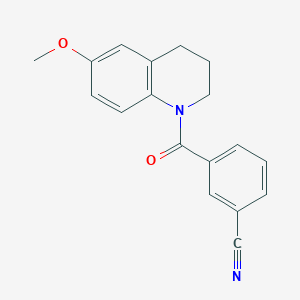 molecular formula C18H16N2O2 B7466401 3-(6-methoxy-3,4-dihydro-2H-quinoline-1-carbonyl)benzonitrile 