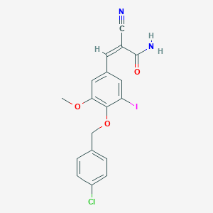 molecular formula C18H14ClIN2O3 B7466503 (Z)-3-[4-[(4-chlorophenyl)methoxy]-3-iodo-5-methoxyphenyl]-2-cyanoprop-2-enamide 