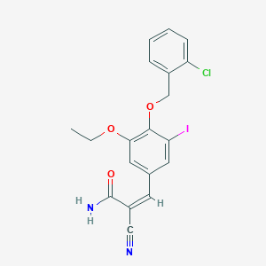 molecular formula C19H16ClIN2O3 B7466512 (Z)-3-[4-[(2-chlorophenyl)methoxy]-3-ethoxy-5-iodophenyl]-2-cyanoprop-2-enamide 