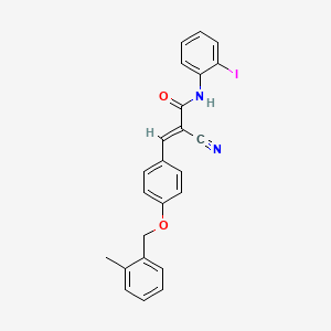 molecular formula C24H19IN2O2 B7466604 (E)-2-cyano-N-(2-iodophenyl)-3-[4-[(2-methylphenyl)methoxy]phenyl]prop-2-enamide 