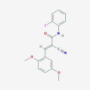 molecular formula C18H15IN2O3 B7466612 (E)-2-cyano-3-(2,5-dimethoxyphenyl)-N-(2-iodophenyl)prop-2-enamide 