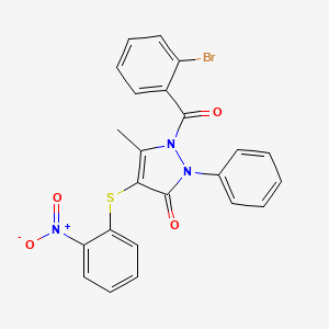 molecular formula C23H16BrN3O4S B7466633 1-(2-Bromobenzoyl)-5-methyl-4-(2-nitrophenyl)sulfanyl-2-phenylpyrazol-3-one 