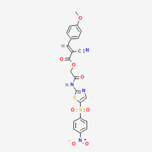molecular formula C22H16N4O8S2 B7466653 [2-[[5-(4-nitrophenyl)sulfonyl-1,3-thiazol-2-yl]amino]-2-oxoethyl] (E)-2-cyano-3-(4-methoxyphenyl)prop-2-enoate 