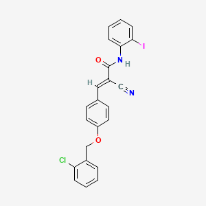 molecular formula C23H16ClIN2O2 B7466668 (E)-3-[4-[(2-chlorophenyl)methoxy]phenyl]-2-cyano-N-(2-iodophenyl)prop-2-enamide 