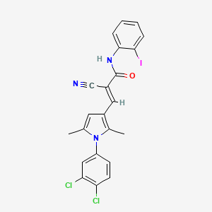 molecular formula C22H16Cl2IN3O B7466671 (E)-2-cyano-3-[1-(3,4-dichlorophenyl)-2,5-dimethylpyrrol-3-yl]-N-(2-iodophenyl)prop-2-enamide 