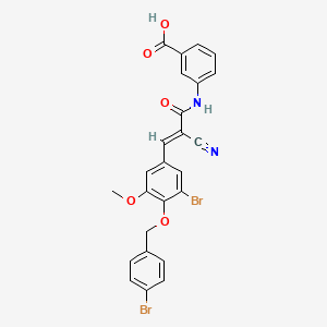 molecular formula C25H18Br2N2O5 B7466704 3-[[(E)-3-[3-bromo-4-[(4-bromophenyl)methoxy]-5-methoxyphenyl]-2-cyanoprop-2-enoyl]amino]benzoic acid 