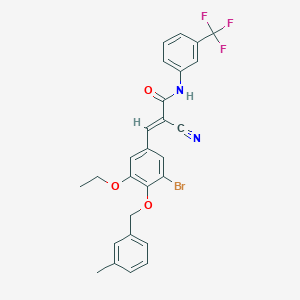 molecular formula C27H22BrF3N2O3 B7466712 (E)-3-[3-bromo-5-ethoxy-4-[(3-methylphenyl)methoxy]phenyl]-2-cyano-N-[3-(trifluoromethyl)phenyl]prop-2-enamide 