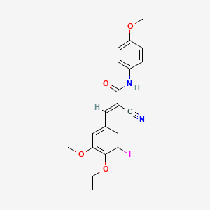 molecular formula C20H19IN2O4 B7466714 (E)-2-cyano-3-(4-ethoxy-3-iodo-5-methoxyphenyl)-N-(4-methoxyphenyl)prop-2-enamide 