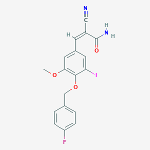 molecular formula C18H14FIN2O3 B7466735 (Z)-2-cyano-3-[4-[(4-fluorophenyl)methoxy]-3-iodo-5-methoxyphenyl]prop-2-enamide 