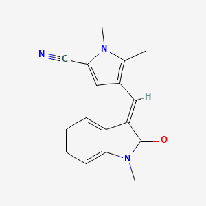 molecular formula C17H15N3O B7466739 1,5-dimethyl-4-[(E)-(1-methyl-2-oxoindol-3-ylidene)methyl]pyrrole-2-carbonitrile 