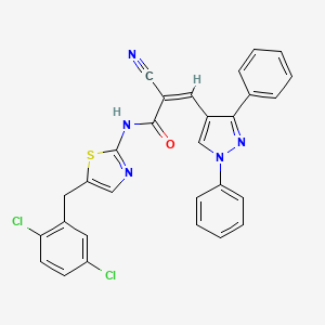 molecular formula C29H19Cl2N5OS B7466780 (Z)-2-cyano-N-[5-[(2,5-dichlorophenyl)methyl]-1,3-thiazol-2-yl]-3-(1,3-diphenylpyrazol-4-yl)prop-2-enamide 