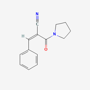 molecular formula C14H14N2O B7466789 (Z)-3-phenyl-2-(pyrrolidine-1-carbonyl)prop-2-enenitrile 