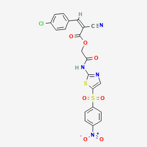 molecular formula C21H13ClN4O7S2 B7466805 [2-[[5-(4-nitrophenyl)sulfonyl-1,3-thiazol-2-yl]amino]-2-oxoethyl] (Z)-3-(4-chlorophenyl)-2-cyanoprop-2-enoate 