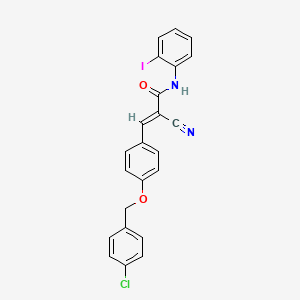 molecular formula C23H16ClIN2O2 B7466826 (E)-3-[4-[(4-chlorophenyl)methoxy]phenyl]-2-cyano-N-(2-iodophenyl)prop-2-enamide 