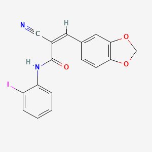 (Z)-3-(1,3-benzodioxol-5-yl)-2-cyano-N-(2-iodophenyl)prop-2-enamide