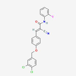 molecular formula C23H15Cl2IN2O2 B7466849 (E)-2-cyano-3-[4-[(3,4-dichlorophenyl)methoxy]phenyl]-N-(2-iodophenyl)prop-2-enamide 