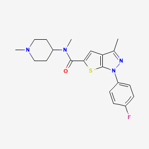 molecular formula C20H23FN4OS B7466881 1-(4-fluorophenyl)-N,3-dimethyl-N-(1-methylpiperidin-4-yl)thieno[2,3-c]pyrazole-5-carboxamide 