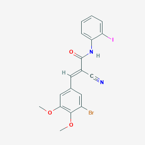 (E)-3-(3-bromo-4,5-dimethoxyphenyl)-2-cyano-N-(2-iodophenyl)prop-2-enamide