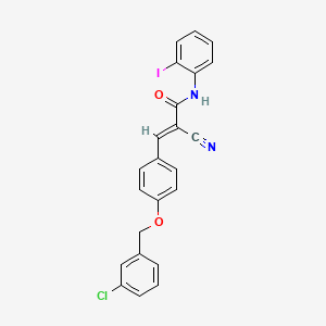 (E)-3-[4-[(3-chlorophenyl)methoxy]phenyl]-2-cyano-N-(2-iodophenyl)prop-2-enamide