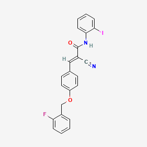 molecular formula C23H16FIN2O2 B7466934 (E)-2-cyano-3-[4-[(2-fluorophenyl)methoxy]phenyl]-N-(2-iodophenyl)prop-2-enamide 