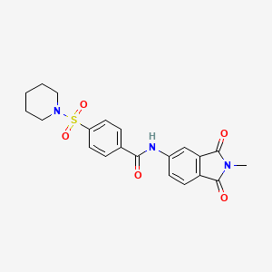 molecular formula C21H21N3O5S B7466941 N-(2-methyl-1,3-dioxoisoindol-5-yl)-4-piperidin-1-ylsulfonylbenzamide 