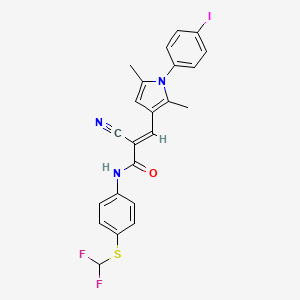 (E)-2-cyano-N-[4-(difluoromethylsulfanyl)phenyl]-3-[1-(4-iodophenyl)-2,5-dimethylpyrrol-3-yl]prop-2-enamide
