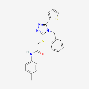molecular formula C22H20N4OS2 B7467033 2-[(4-benzyl-5-thiophen-2-yl-1,2,4-triazol-3-yl)sulfanyl]-N-(4-methylphenyl)acetamide 