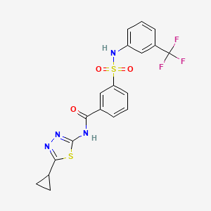 molecular formula C19H15F3N4O3S2 B7467036 N-(5-cyclopropyl-1,3,4-thiadiazol-2-yl)-3-[[3-(trifluoromethyl)phenyl]sulfamoyl]benzamide 
