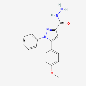 molecular formula C17H16N4O2 B7467061 5-(4-methoxyphenyl)-1-phenyl-1H-pyrazole-3-carbohydrazide 