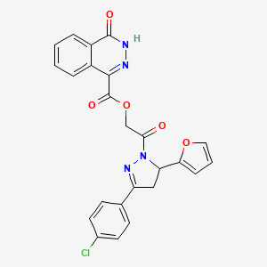 [2-[5-(4-chlorophenyl)-3-(furan-2-yl)-3,4-dihydropyrazol-2-yl]-2-oxoethyl] 4-oxo-3H-phthalazine-1-carboxylate
