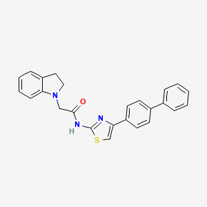 molecular formula C25H21N3OS B7467191 2-(2,3-dihydroindol-1-yl)-N-[4-(4-phenylphenyl)-1,3-thiazol-2-yl]acetamide 