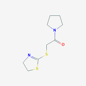 molecular formula C9H14N2OS2 B7467226 2-(4,5-Dihydro-1,3-thiazol-2-ylsulfanyl)-1-pyrrolidin-1-ylethanone 