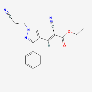 molecular formula C19H18N4O2 B7467243 ethyl (E)-2-cyano-3-[1-(2-cyanoethyl)-3-(4-methylphenyl)pyrazol-4-yl]prop-2-enoate 