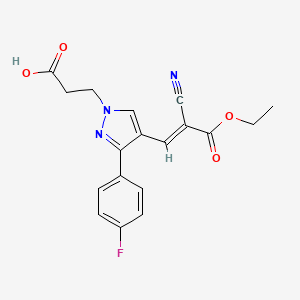 molecular formula C18H16FN3O4 B7467258 3-[4-[(E)-2-cyano-3-ethoxy-3-oxoprop-1-enyl]-3-(4-fluorophenyl)pyrazol-1-yl]propanoic acid 