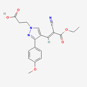 molecular formula C19H19N3O5 B7467272 3-[4-[(E)-2-cyano-3-ethoxy-3-oxoprop-1-enyl]-3-(4-methoxyphenyl)pyrazol-1-yl]propanoic acid 