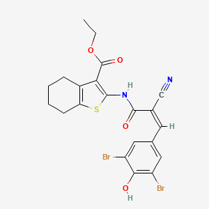 molecular formula C21H18Br2N2O4S B7467335 ethyl 2-[[(Z)-2-cyano-3-(3,5-dibromo-4-hydroxyphenyl)prop-2-enoyl]amino]-4,5,6,7-tetrahydro-1-benzothiophene-3-carboxylate 