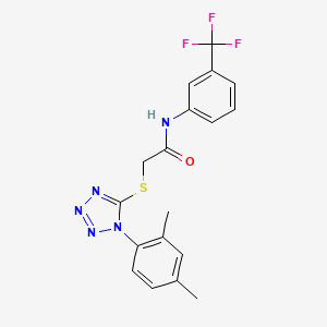 molecular formula C18H16F3N5OS B7467346 2-[1-(2,4-dimethylphenyl)tetrazol-5-yl]sulfanyl-N-[3-(trifluoromethyl)phenyl]acetamide 