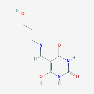 molecular formula C8H11N3O4 B7467362 6-hydroxy-5-(3-hydroxypropyliminomethyl)-1H-pyrimidine-2,4-dione 