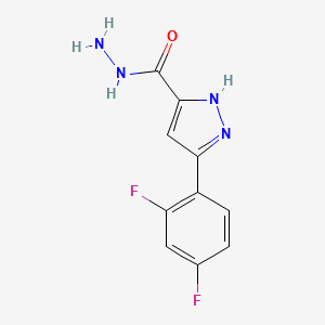 molecular formula C10H8F2N4O B7467429 3-(2,4-difluorophenyl)-1H-pyrazole-5-carbohydrazide 