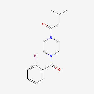 molecular formula C16H21FN2O2 B7467456 1-[4-(2-Fluorobenzoyl)piperazin-1-yl]-3-methylbutan-1-one 