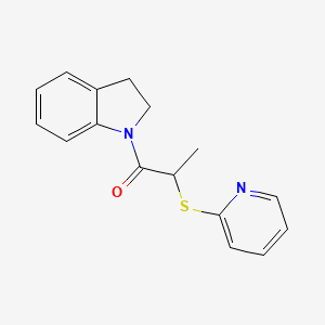 molecular formula C16H16N2OS B7467527 1-(2,3-Dihydroindol-1-yl)-2-pyridin-2-ylsulfanylpropan-1-one 