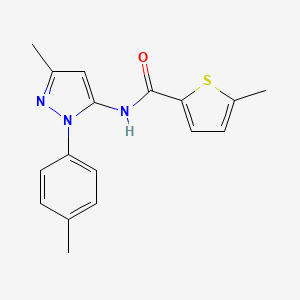 molecular formula C17H17N3OS B7467532 5-methyl-N-[5-methyl-2-(4-methylphenyl)pyrazol-3-yl]thiophene-2-carboxamide 
