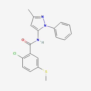 molecular formula C18H16ClN3OS B7467581 2-chloro-N-(5-methyl-2-phenylpyrazol-3-yl)-5-methylsulfanylbenzamide 
