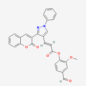 (4-formyl-2-methoxyphenyl) (E)-3-[3-(2-oxochromen-3-yl)-1-phenylpyrazol-4-yl]prop-2-enoate
